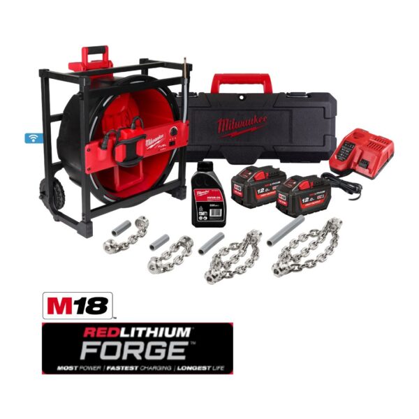 M18™ FORGE™ High Speed Flexible Shaft Machine – including battery pack and tools.